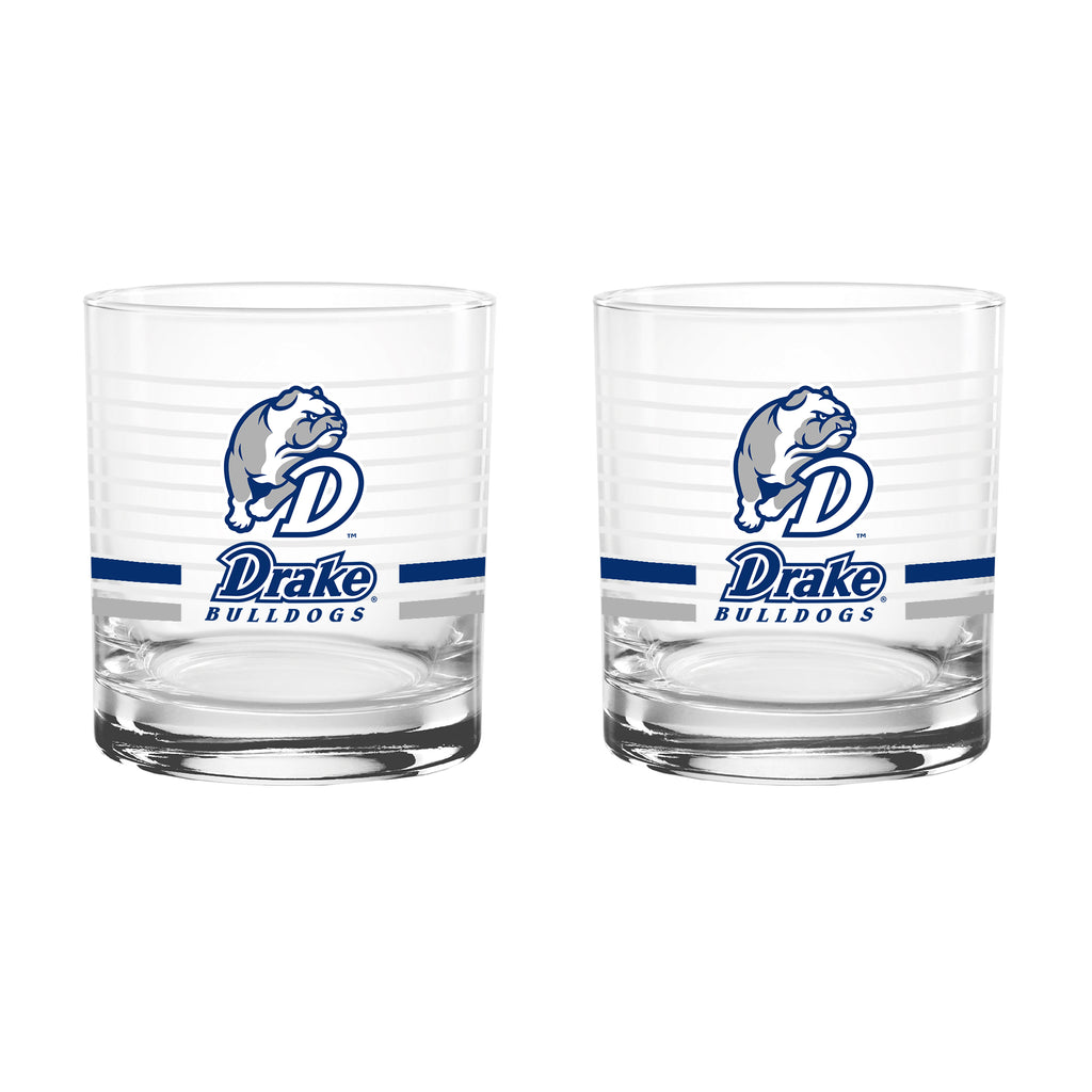 Set of 2 Drake Bulldogs 14oz Ring Rocks Glasses