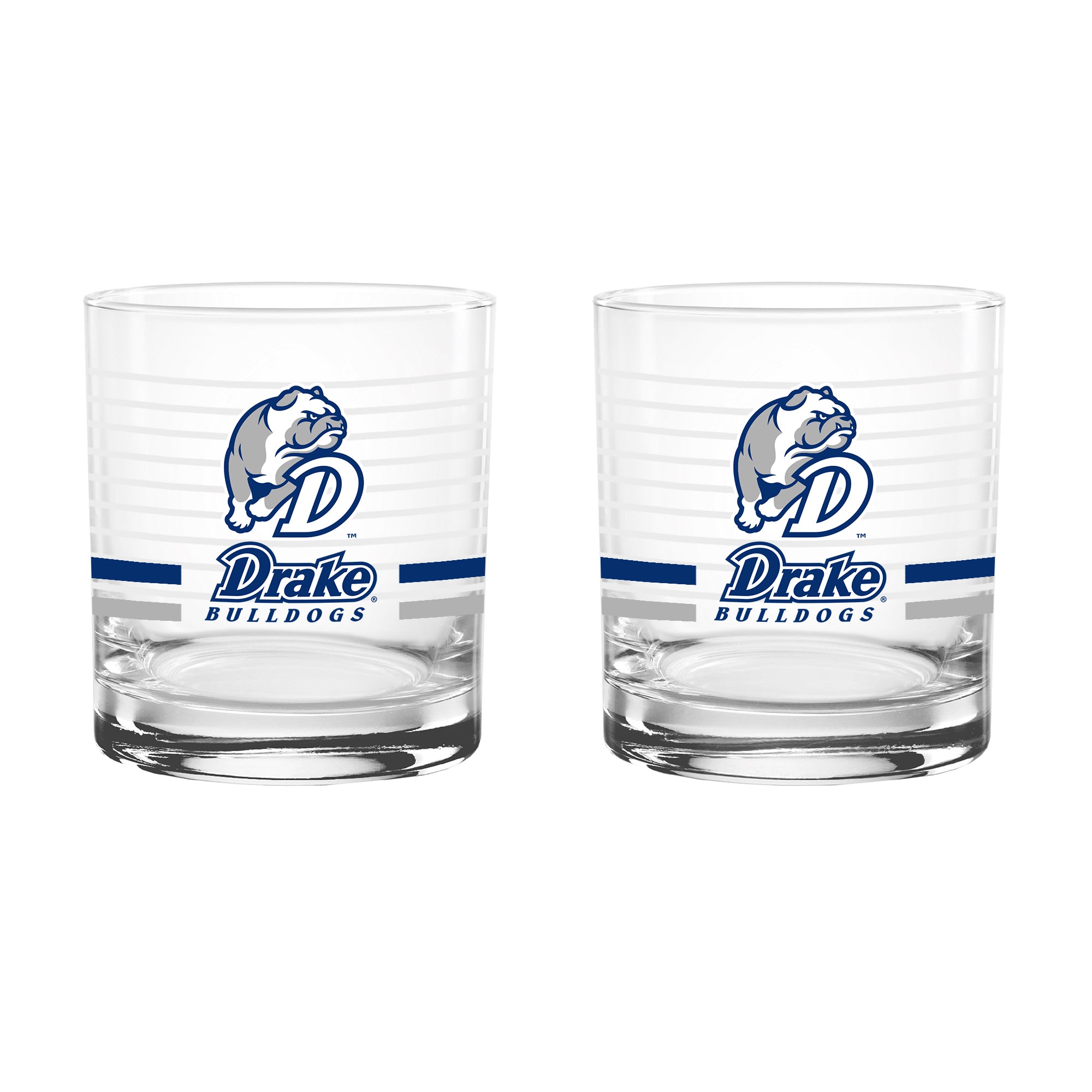 Set of 2 Drake Bulldogs 14oz Ring Rocks Glasses