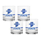 Set of 4 Indiana State Sycamores 14oz Ring Rocks Glasses
