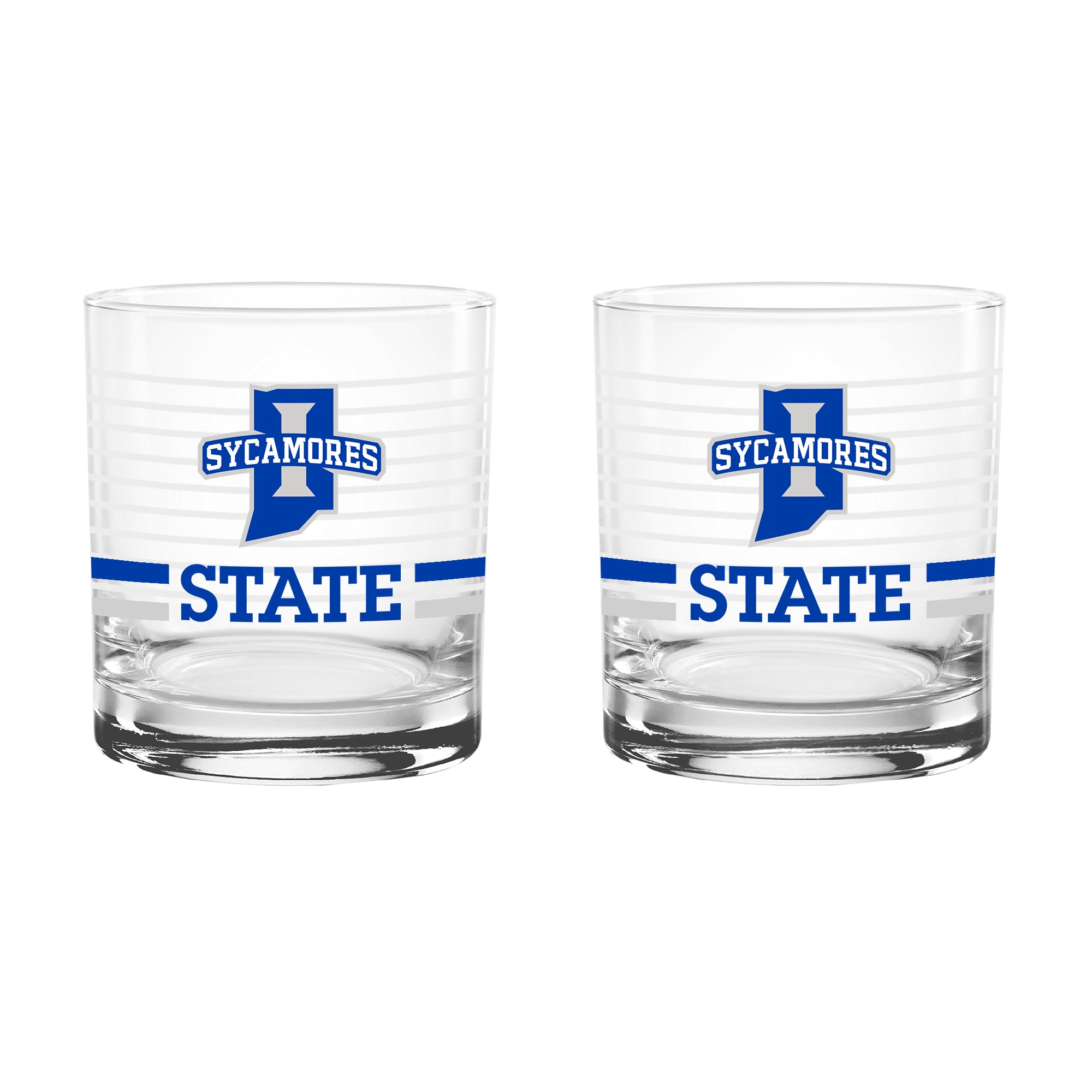 Set of 2 Indiana State Sycamores 14oz Ring Rocks Glasses