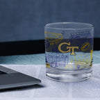 Set of 4 Georgia Tech Yellow Jackets Campus Line Art 14oz Rocks Glasses