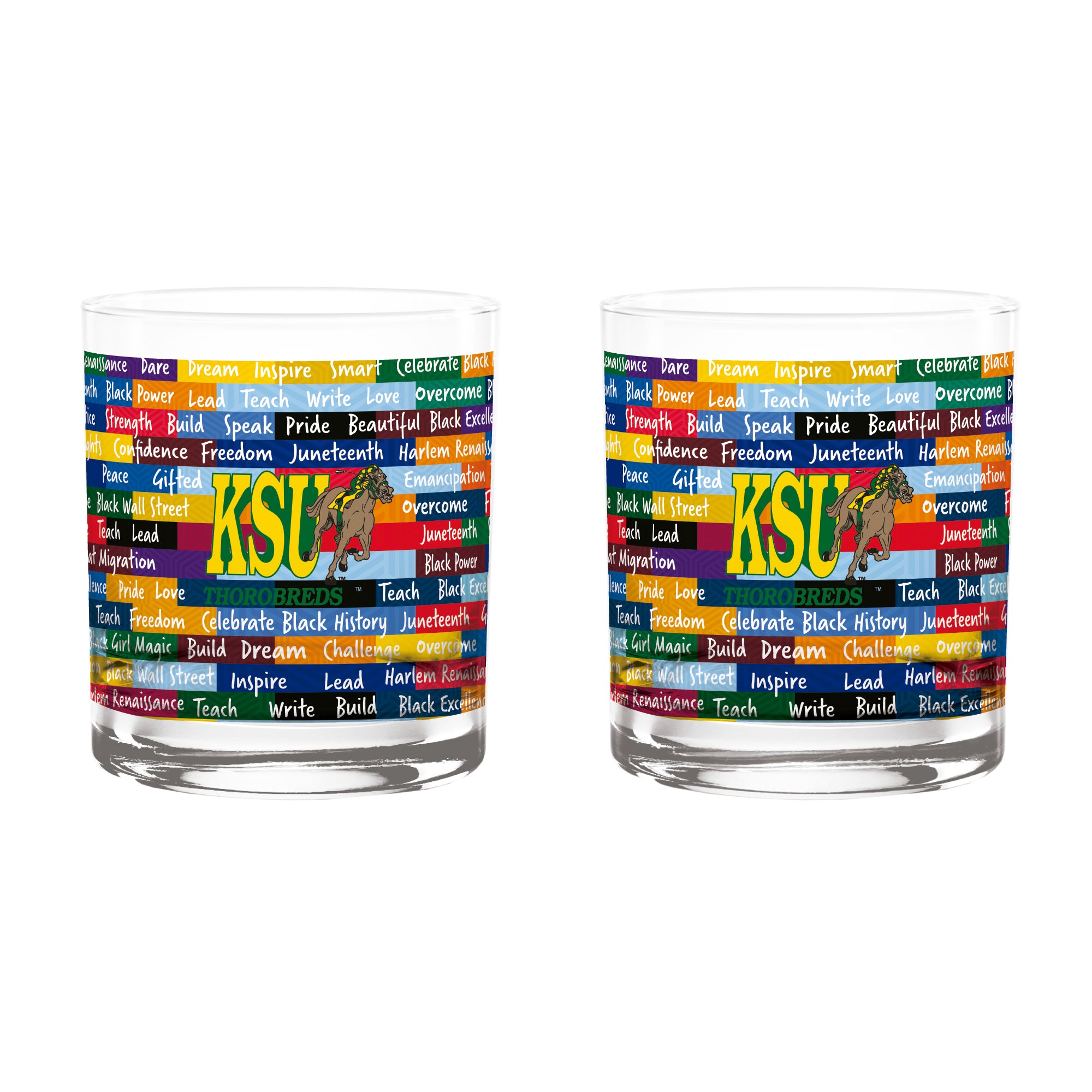 Kentucky State Thorobreds 14oz BHM Rocks Glasses | Set of 2