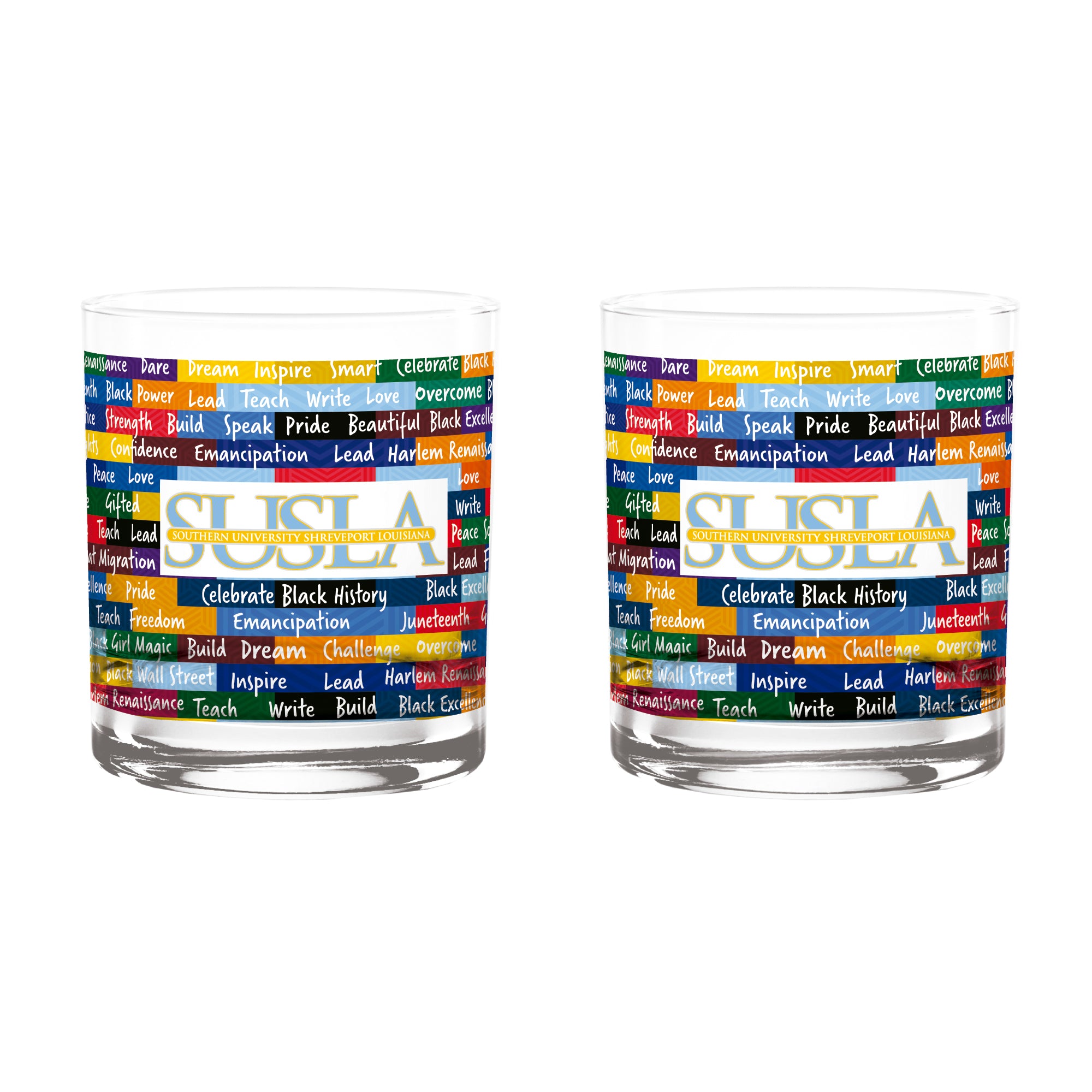 Southern-Shreveport Jaguars 14oz BHM Rocks Glasses | Set of 2