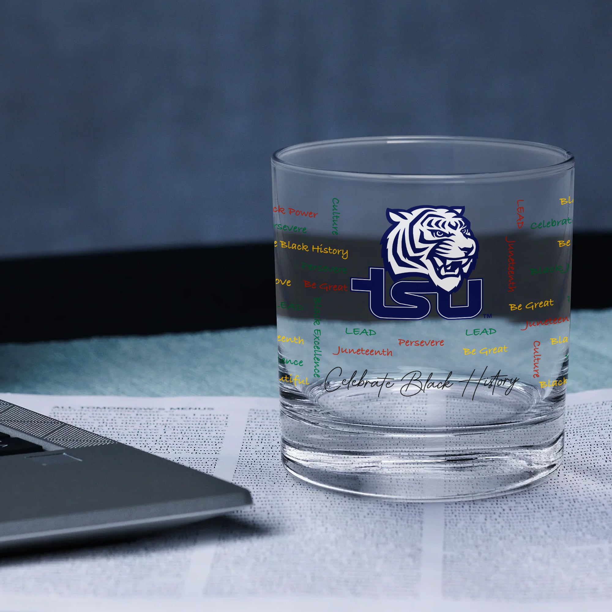 Set of 4 Tennessee State Tigers 14oz BHM Rocks Glasses