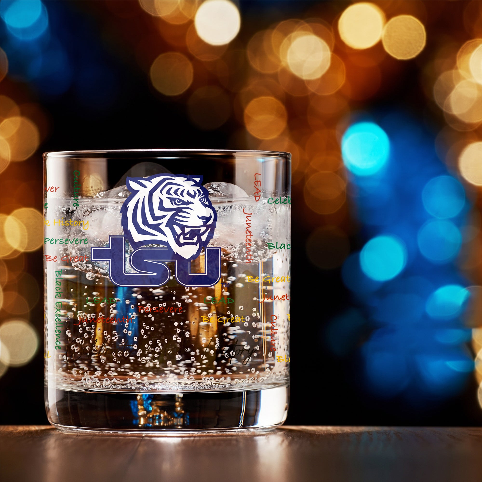 Set of 4 Tennessee State Tigers 14oz BHM Rocks Glasses