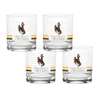 Set of 4 Wyoming Cowboys 14oz Ring Rocks Glasses