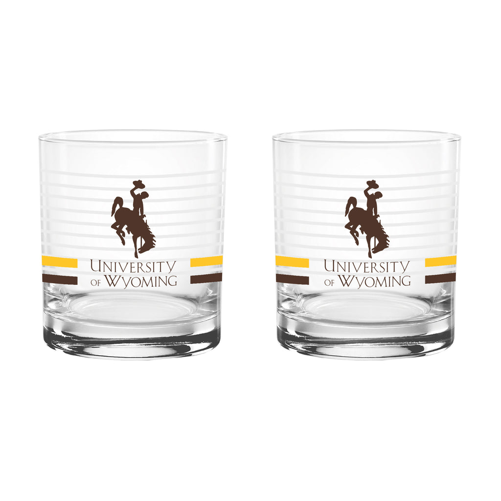 Set of 2 Wyoming Cowboys 14oz Ring Rocks Glasses