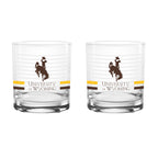 Set of 2 Wyoming Cowboys 14oz Ring Rocks Glasses