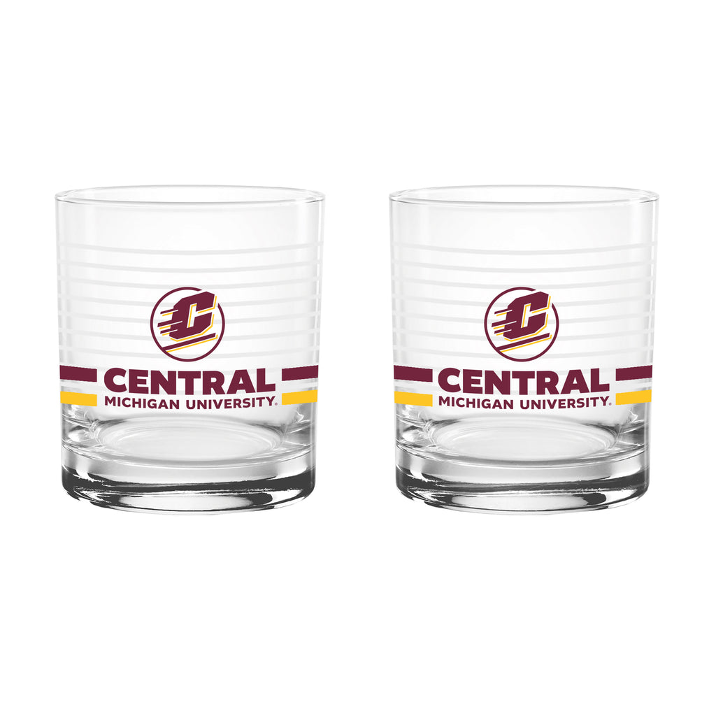 Set of 2 Central Michigan Chippewas 14oz Ring Rocks Glasses