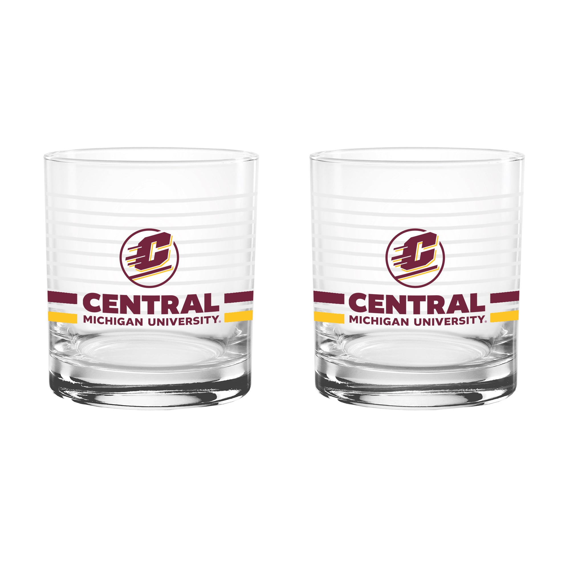 Set of 2 Central Michigan Chippewas 14oz Ring Rocks Glasses