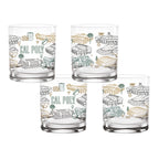 Set of 4 Cal Poly Mustangs Campus Line Art 14oz Rocks Glasses