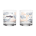 Set of 2 Pepperdine Waves Campus Line Art 14oz Rocks Glasses