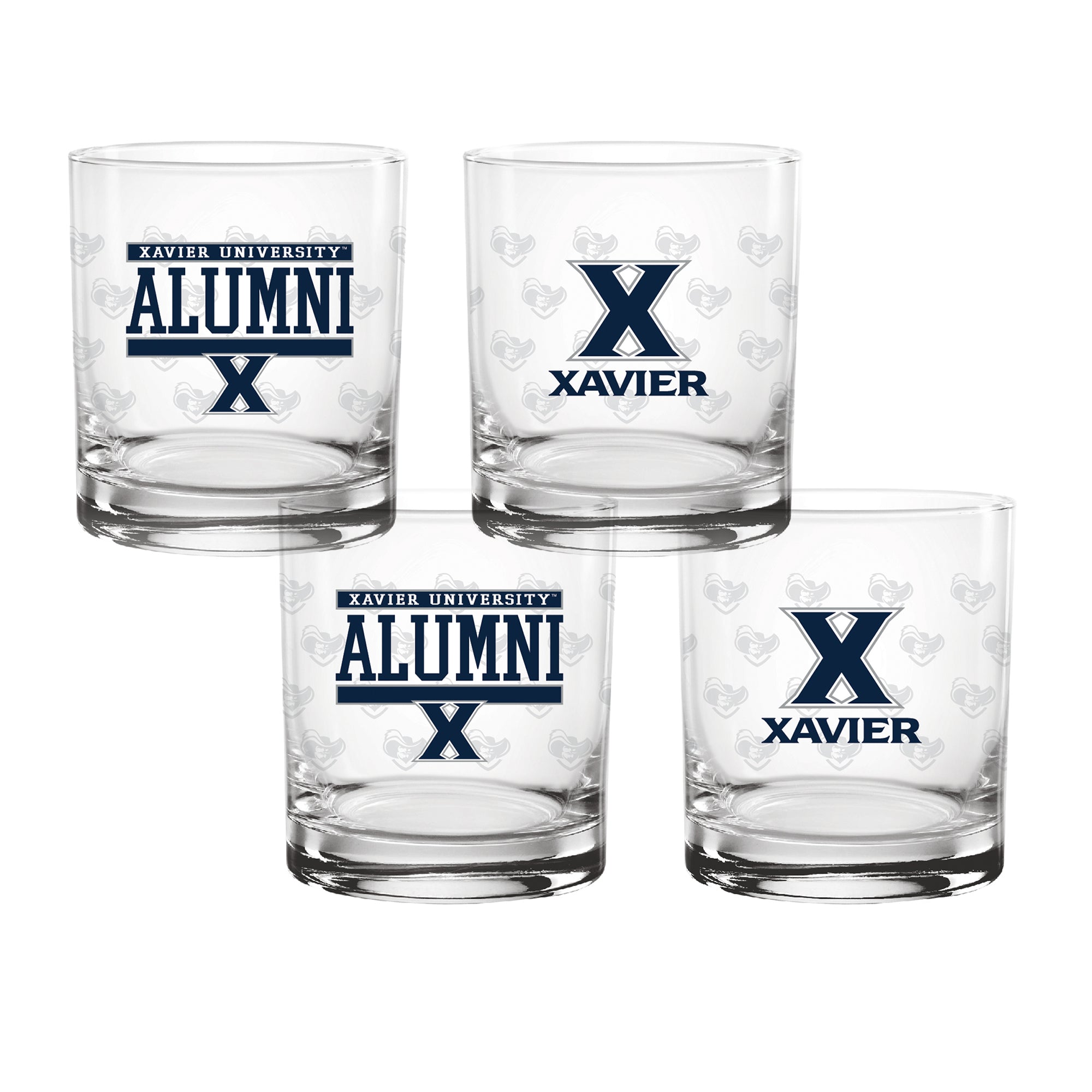 Set of 4 Xavier Musketeers 14oz Alumni Rocks Glasses