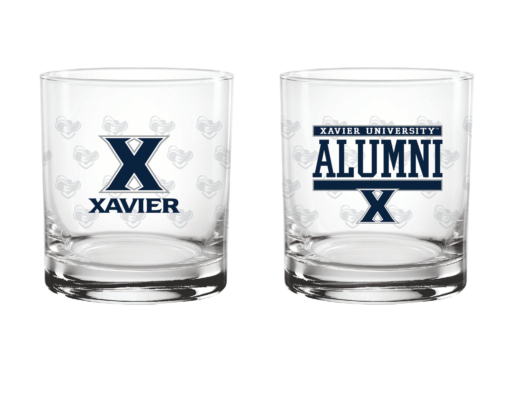 Set of 2 Xavier Musketeers 14oz Alumni Rocks Glasses
