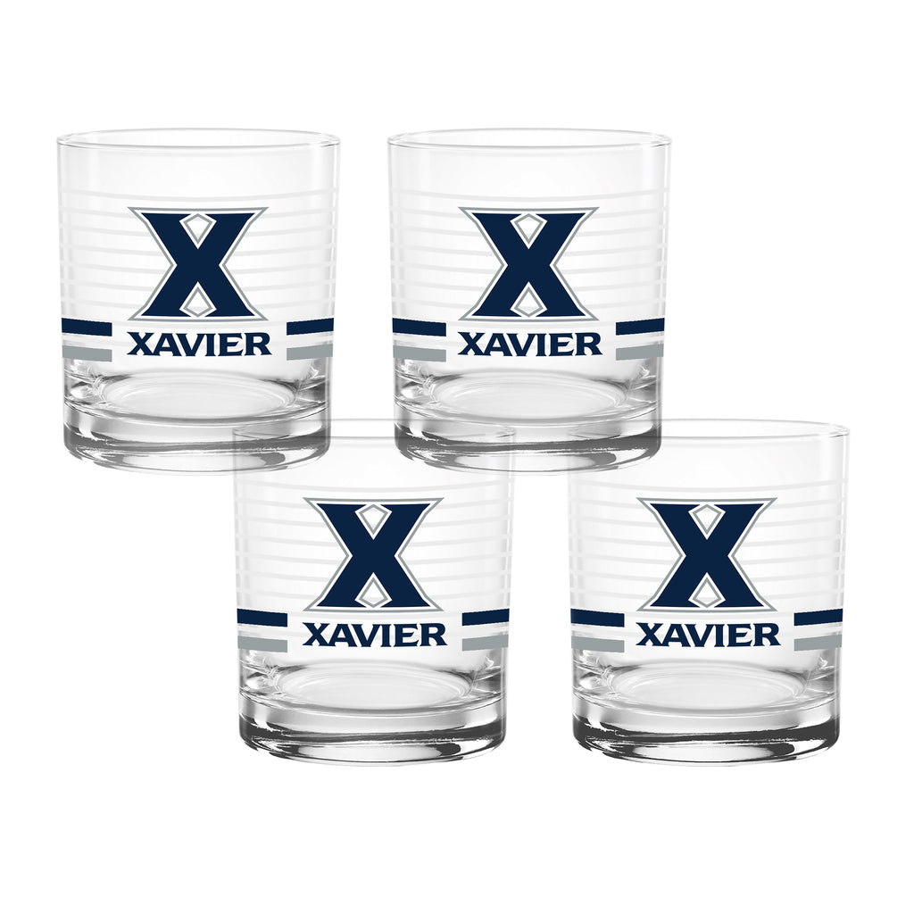 Set of 4 Xavier Musketeers 14oz Ring Rocks Glasses