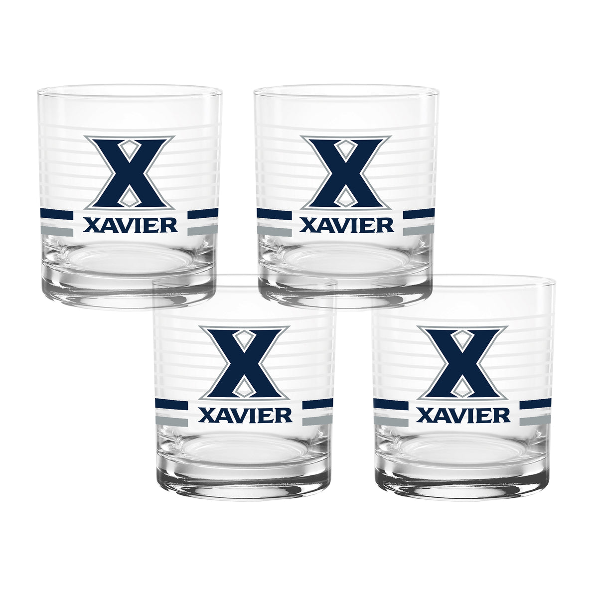Set of 4 Xavier Musketeers 14oz Ring Rocks Glasses