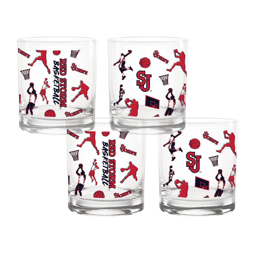 Set of 4 St. Johns Basketball Sketch 14oz Rocks Glasses