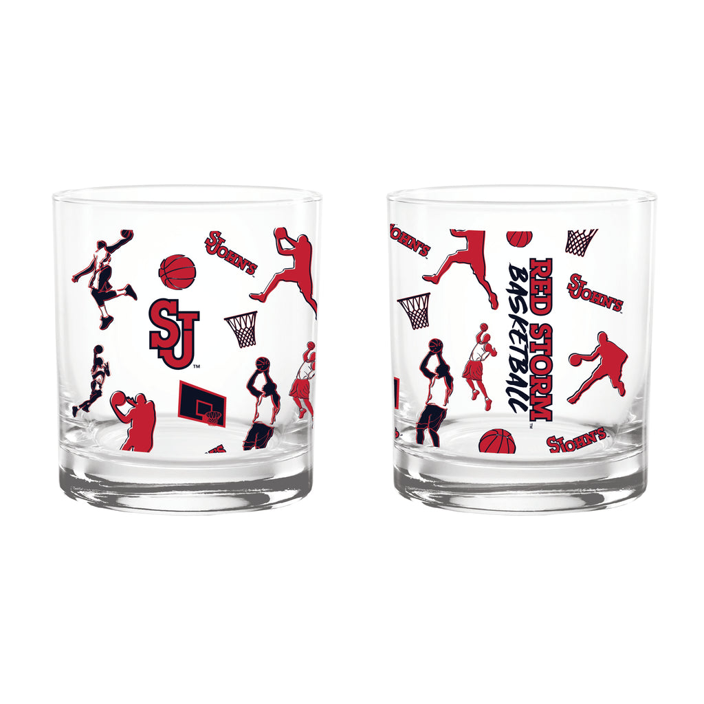 Set of 2 St. Johns Basketball Sketch 14oz Rocks Glasses