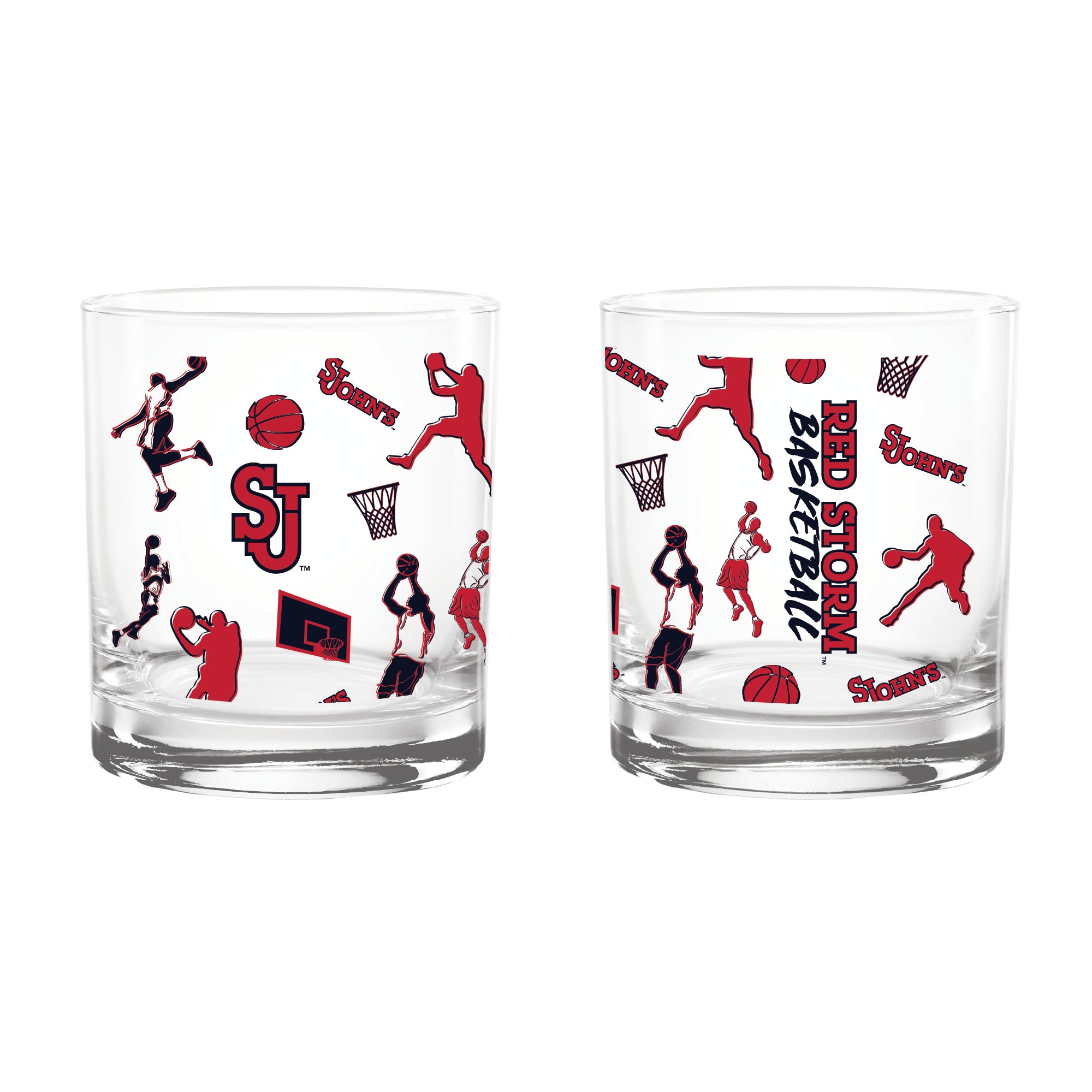 Set of 2 St. Johns Basketball Sketch 14oz Rocks Glasses