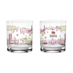 Set of 2 Denver Pioneers Campus Line Art 14oz Rocks Glasses