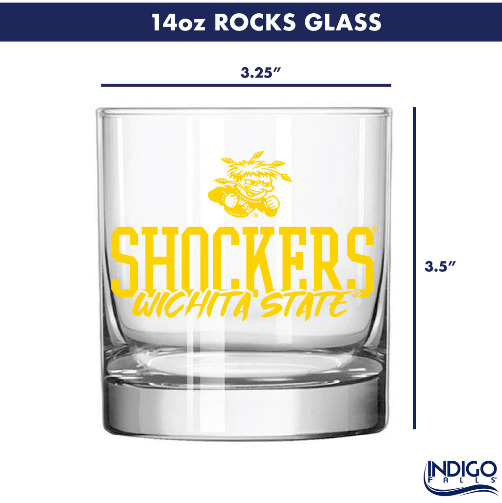 Set of 4 Wichita State Shockers 14oz Chill Rock Glasses