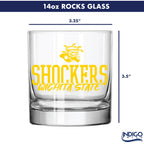 Set of 4 Wichita State Shockers 14oz Chill Rock Glasses