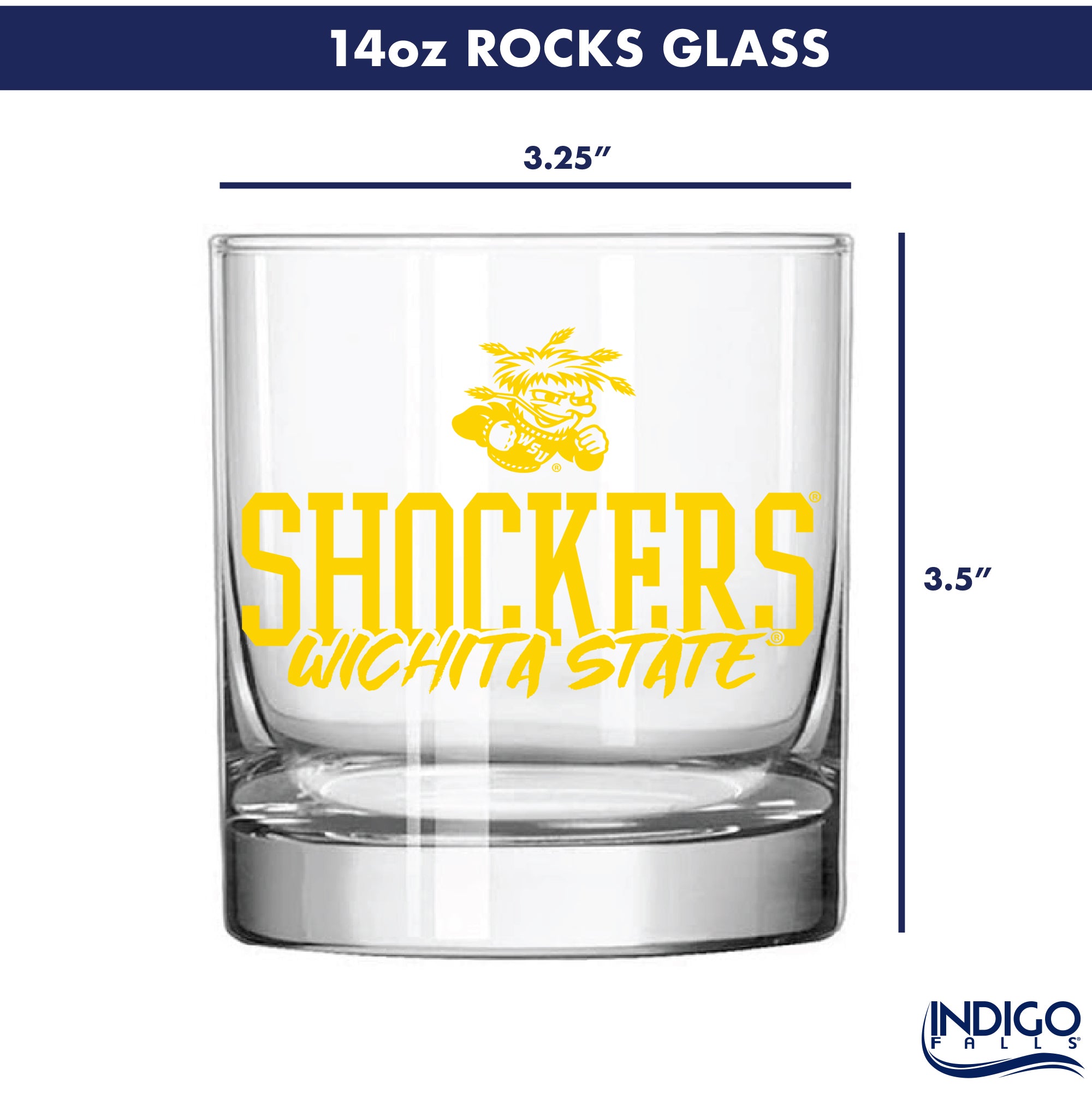 Set of 4 Wichita State Shockers 14oz Chill Rock Glasses