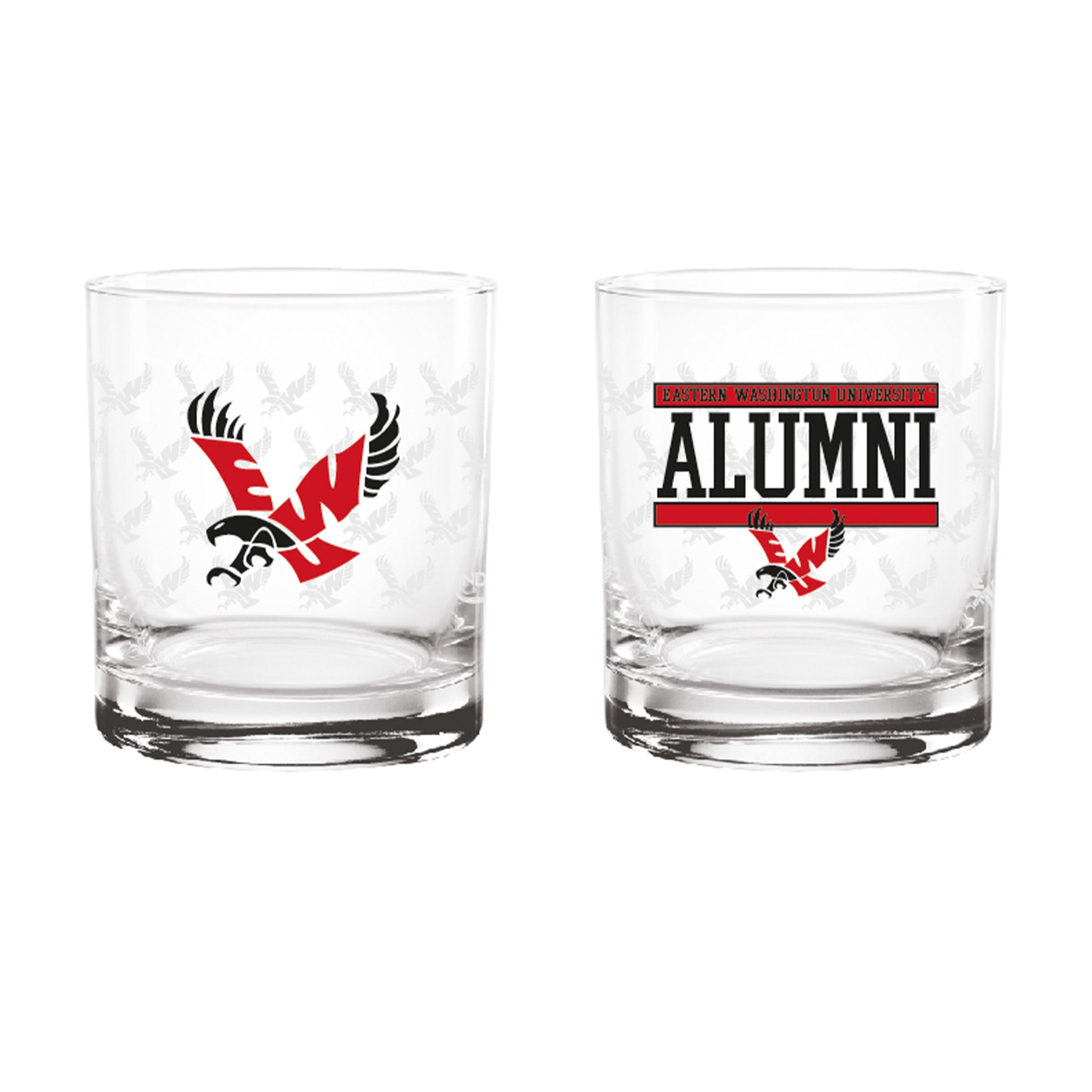 Set of 2 Eastern Washington Eagles 14oz Alumni Rocks Glasses