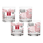 Set of 4 Temple Owls Campus Line Art 14oz Rocks Glasses