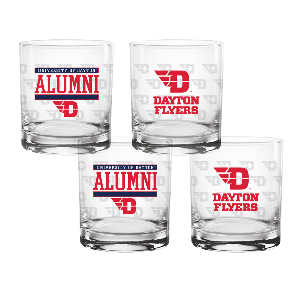 Set of 4 Dayton Flyers 14oz Alumni Rocks Glasses