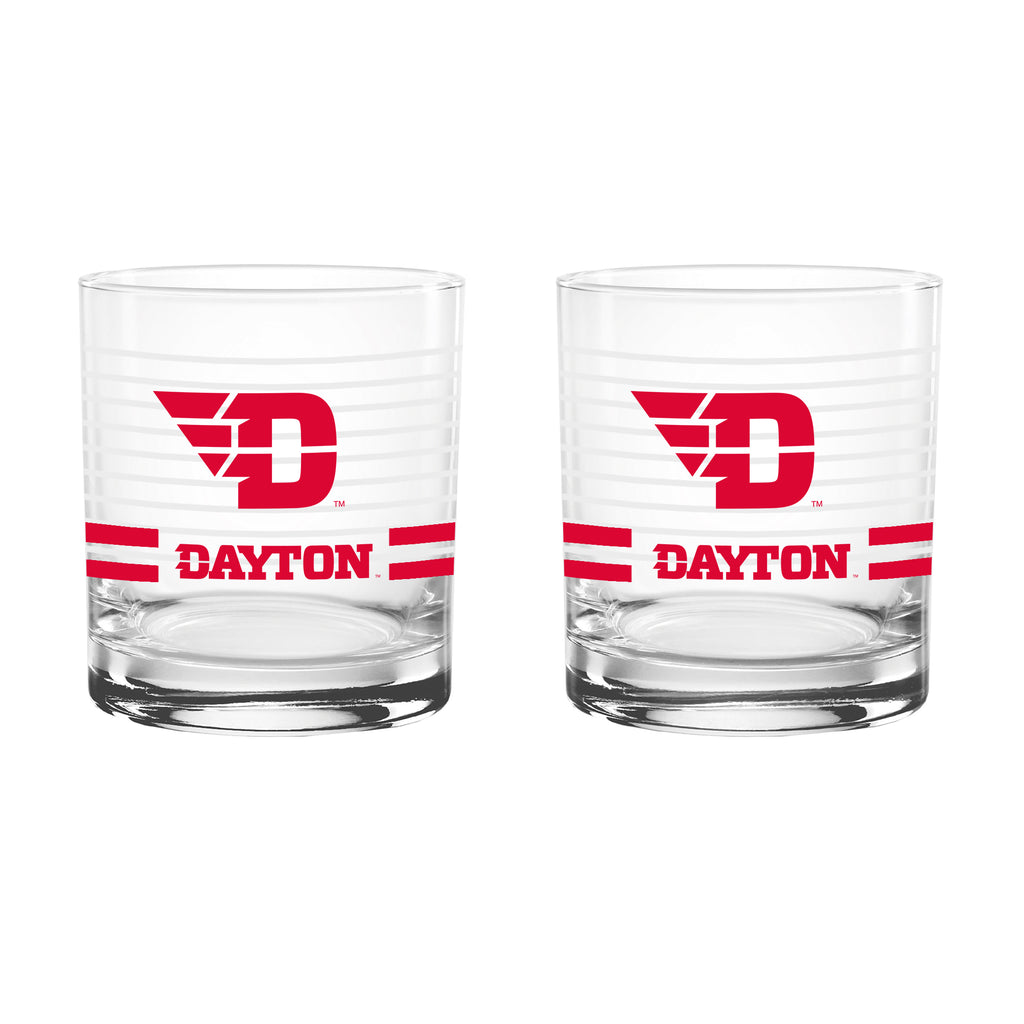 Set of 2 Dayton Flyers 14oz Ring Rocks Glasses