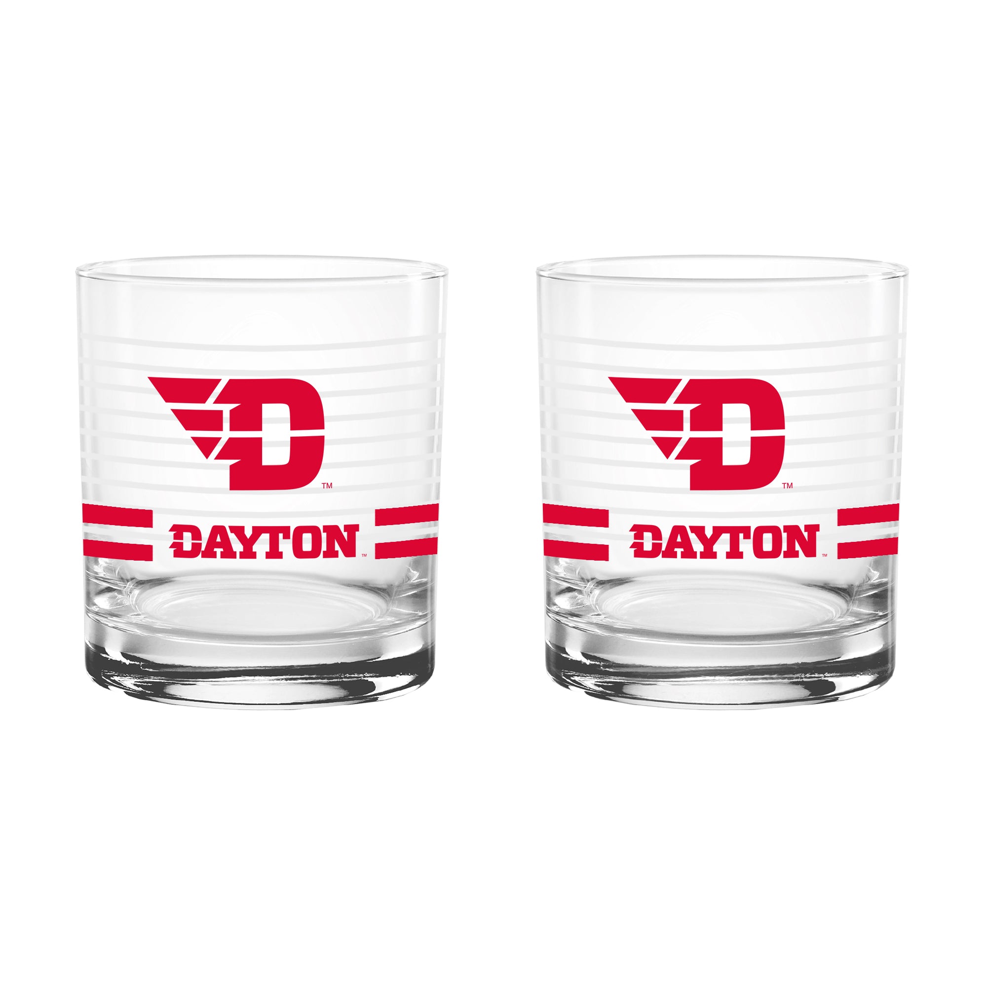 Set of 2 Dayton Flyers 14oz Ring Rocks Glasses