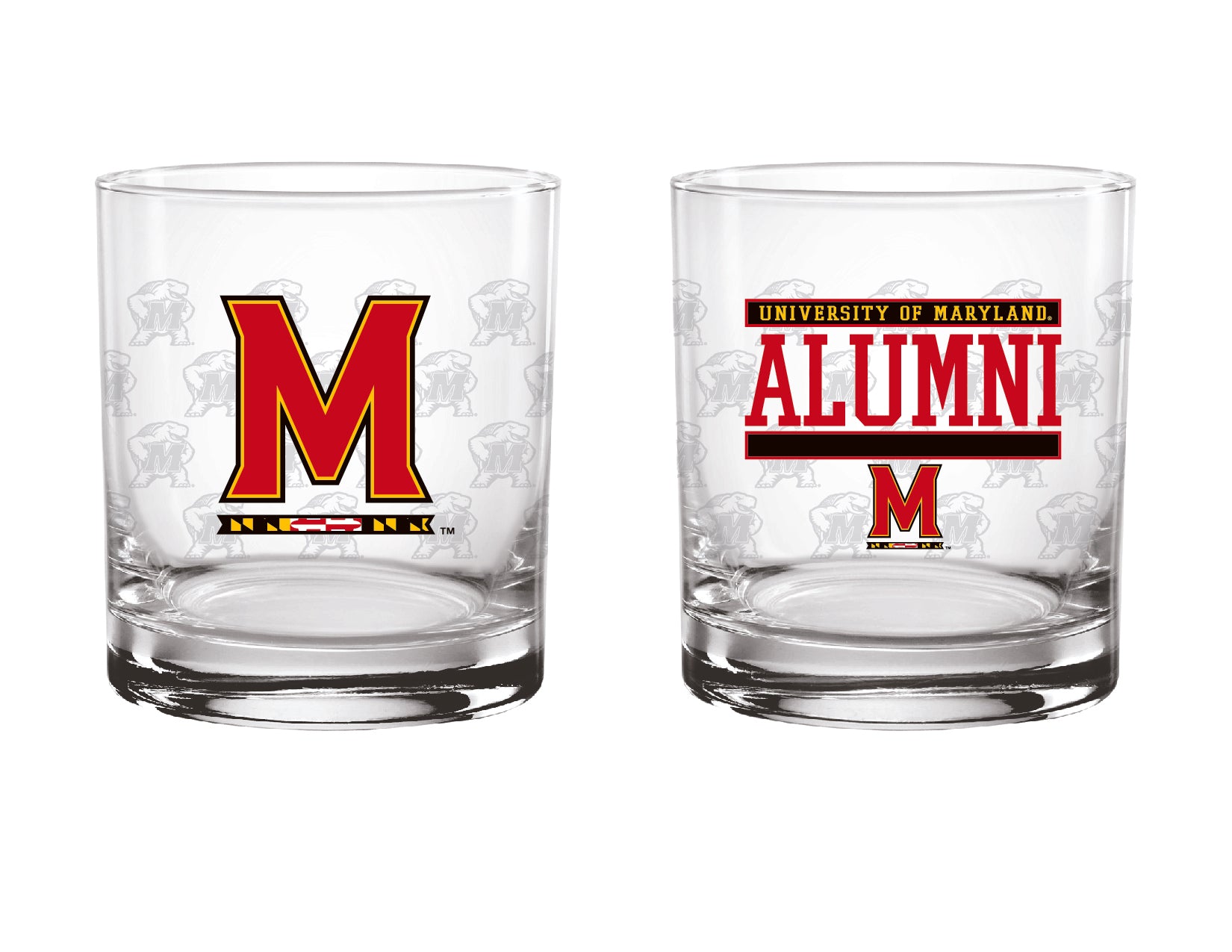 Set of 2 Maryland Terrapins 14oz Alumni Rocks Glasses