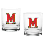Set of 2 Maryland Terrapins College Vault Sketch 14oz Rocks Glasses