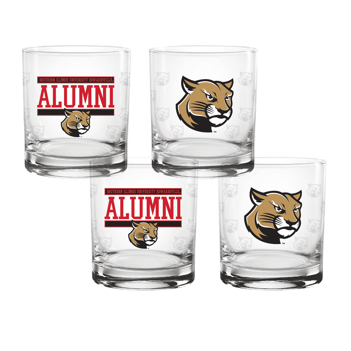 Set of 4 SIUE Cougars 14oz Alumni Rocks Glasses