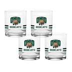 Set of 4 Ohio Bobcats 14oz Ring Rocks Glasses