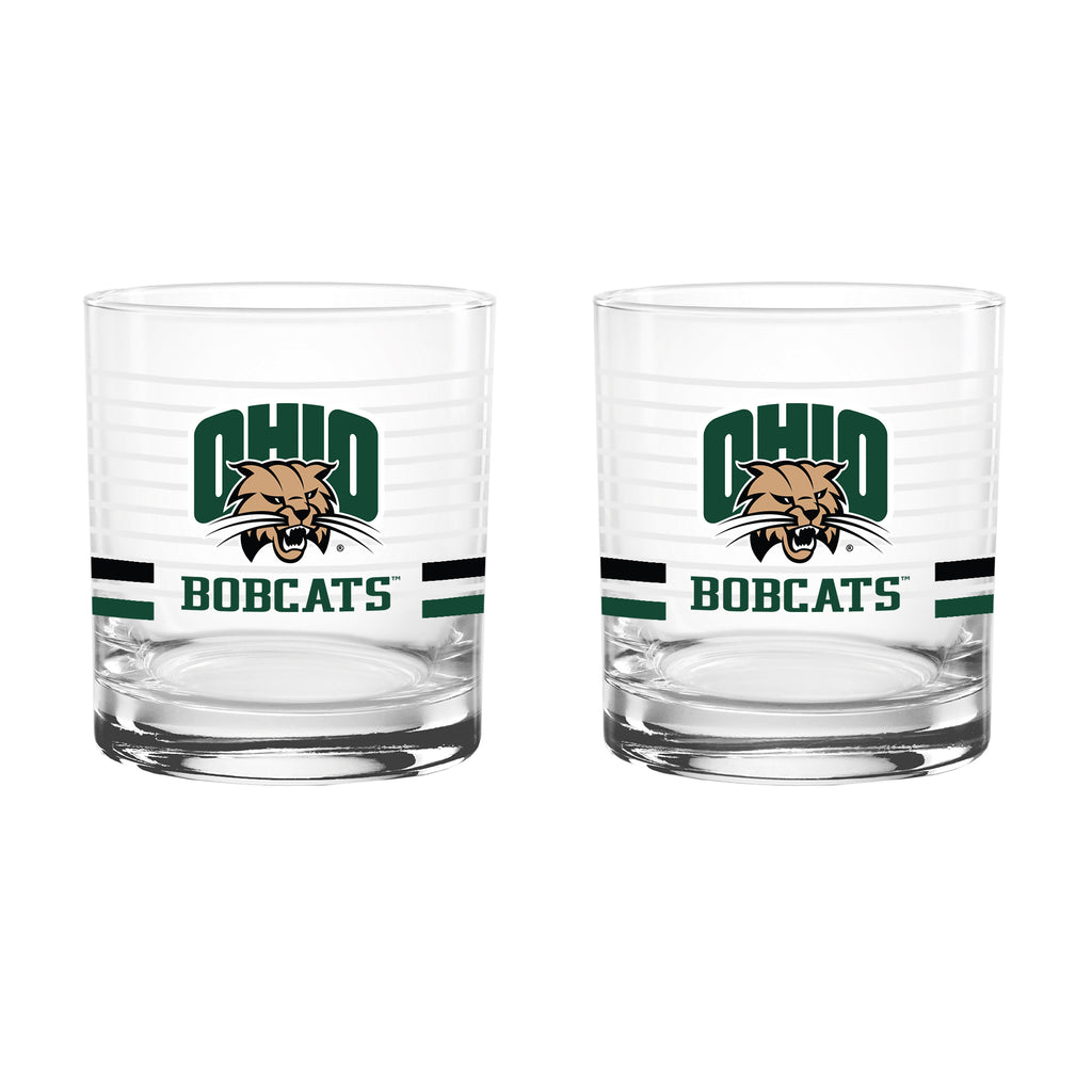 Set of 2 Ohio Bobcats 14oz Ring Rocks Glasses