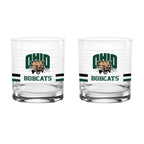 Set of 2 Ohio Bobcats 14oz Ring Rocks Glasses