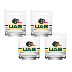 Set of 4 UAB Blazers 14oz Ring Rocks Glasses