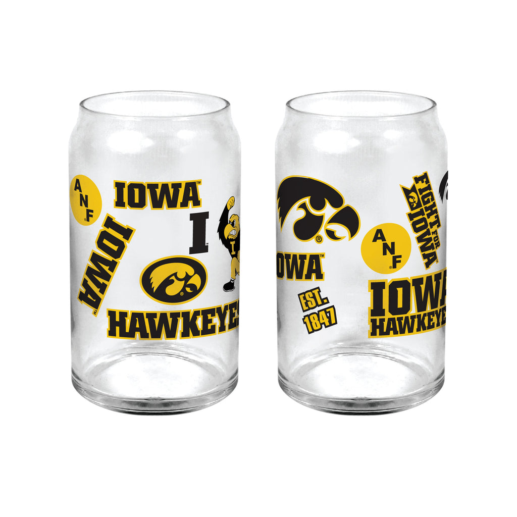 Set of 2 Iowa Hawkeyes 16oz Medley Can Glasses