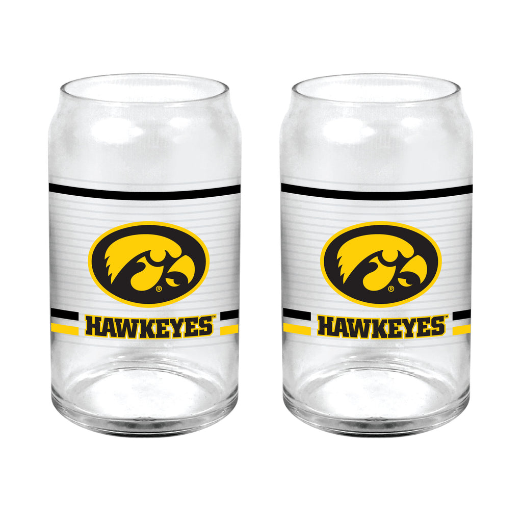 Set of 2 Iowa Hawkeyes 16oz XD Ring Can Glasses