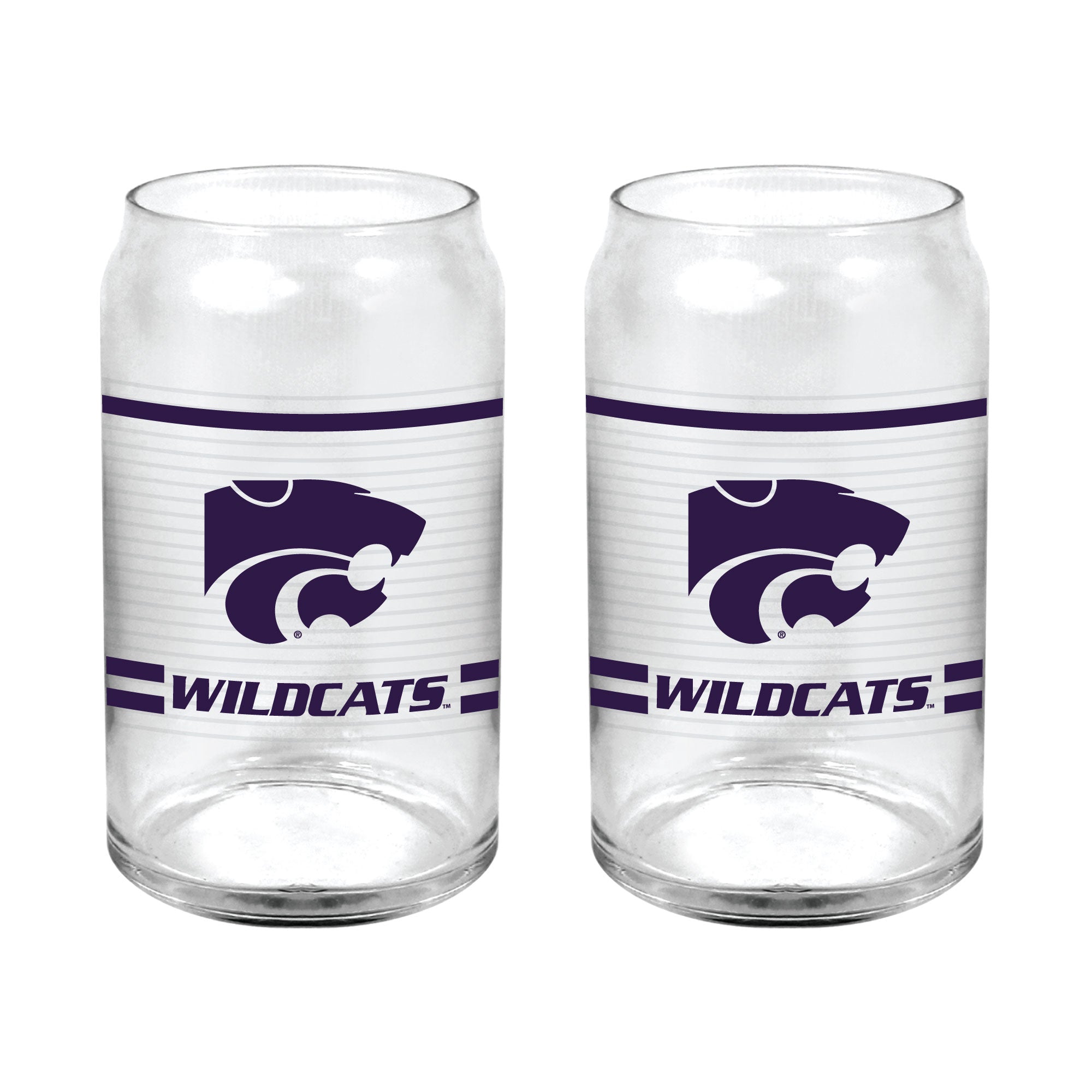 Set of 2 K-State Wildcats 16oz XD Ring Can Glasses