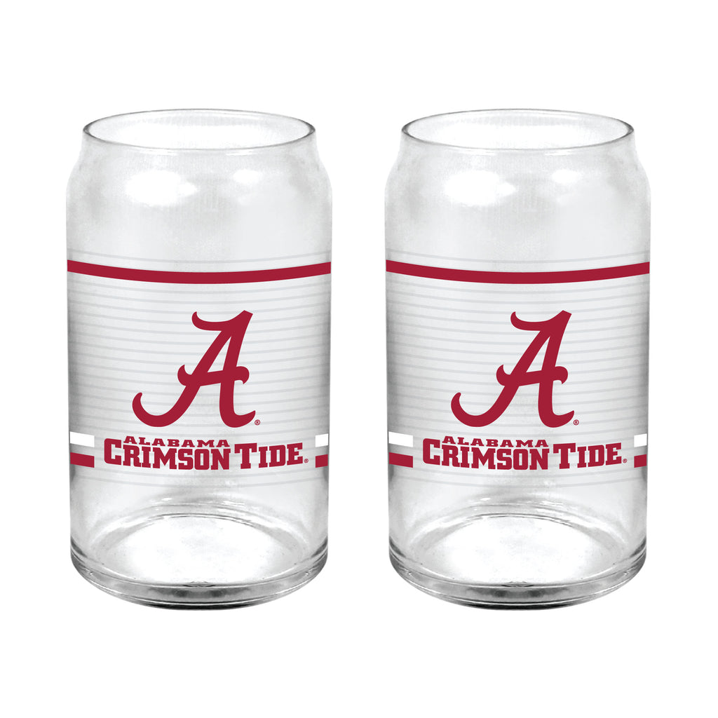 Set of 2 Alabama Crimson Tide 16oz XD Ring Can Glasses