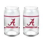Set of 2 Alabama Crimson Tide 16oz XD Ring Can Glasses
