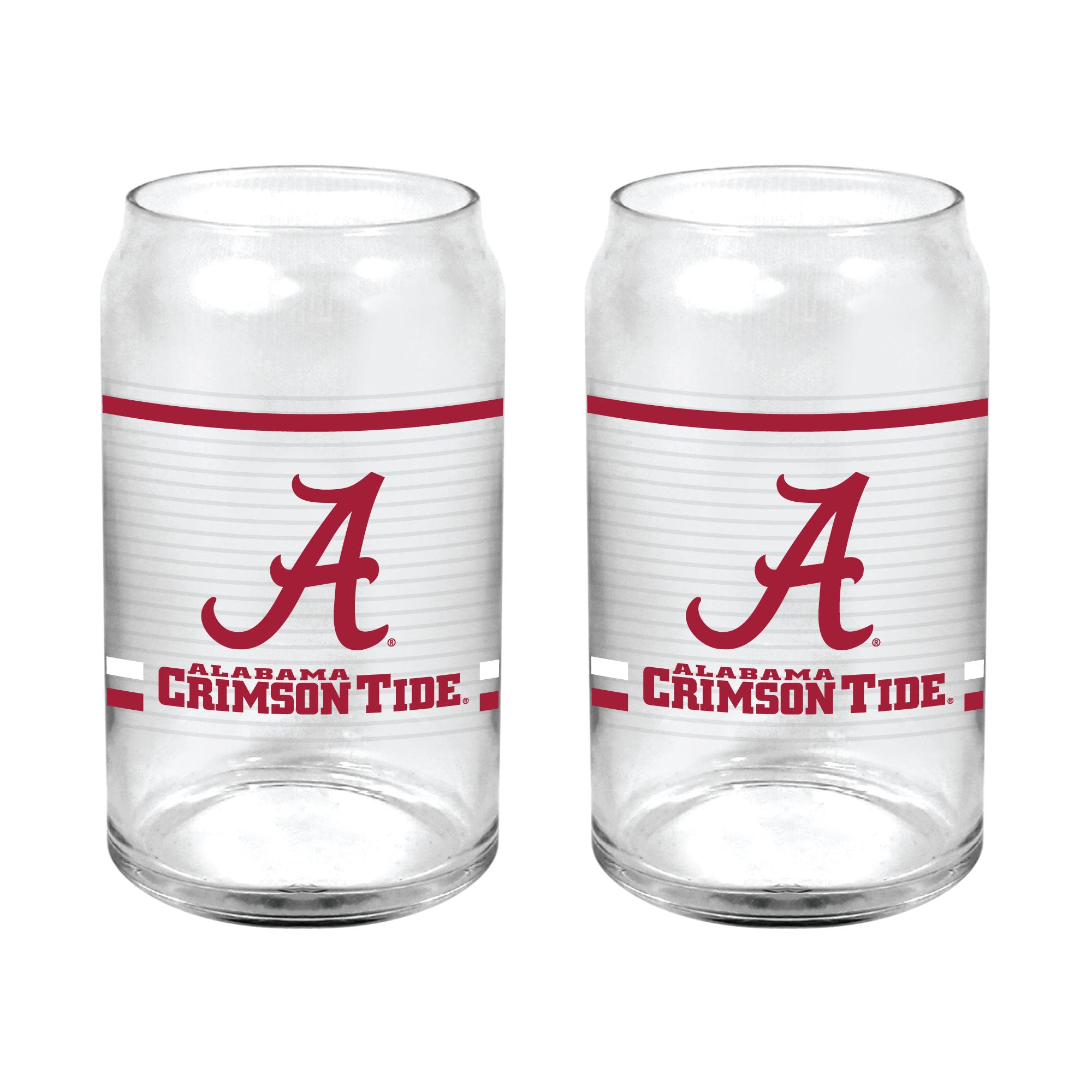 Set of 2 Alabama Crimson Tide 16oz XD Ring Can Glasses