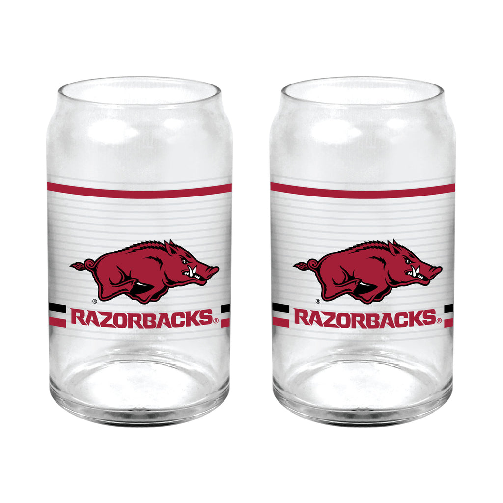 Set of 2 Arkansas Razorbacks 16oz XD Ring Can Glasses