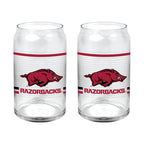 Set of 2 Arkansas Razorbacks 16oz XD Ring Can Glasses