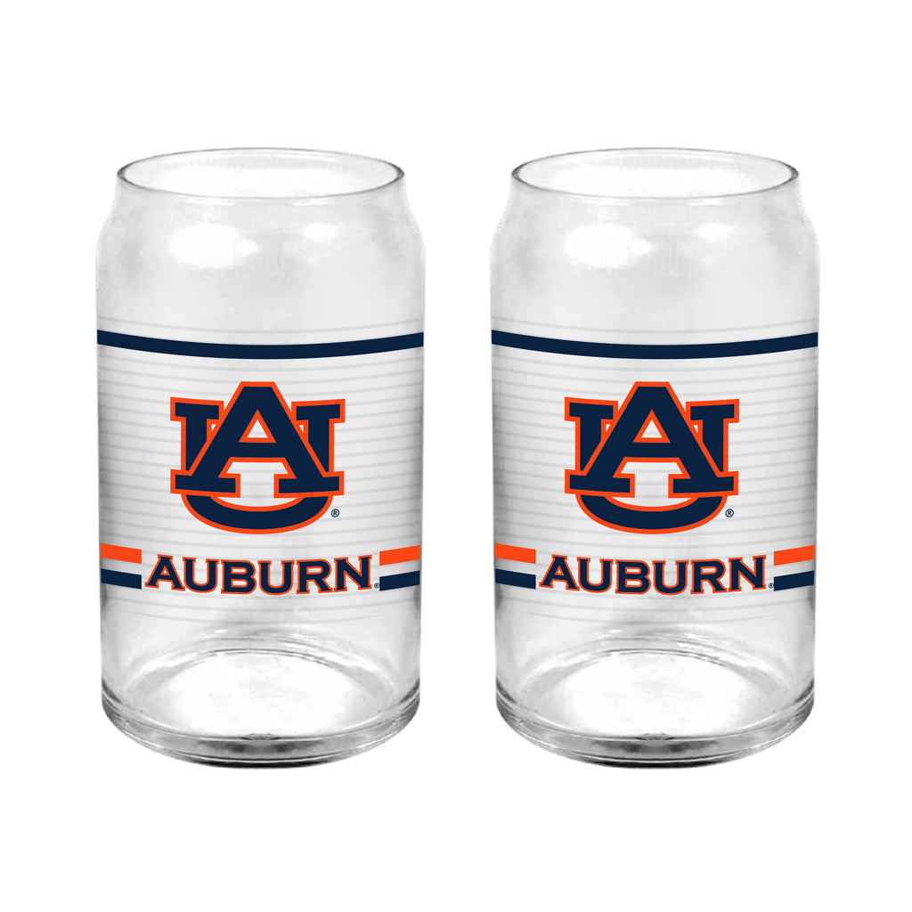 Set of 2 Auburn Tigers 16oz XD Ring Can Glasses