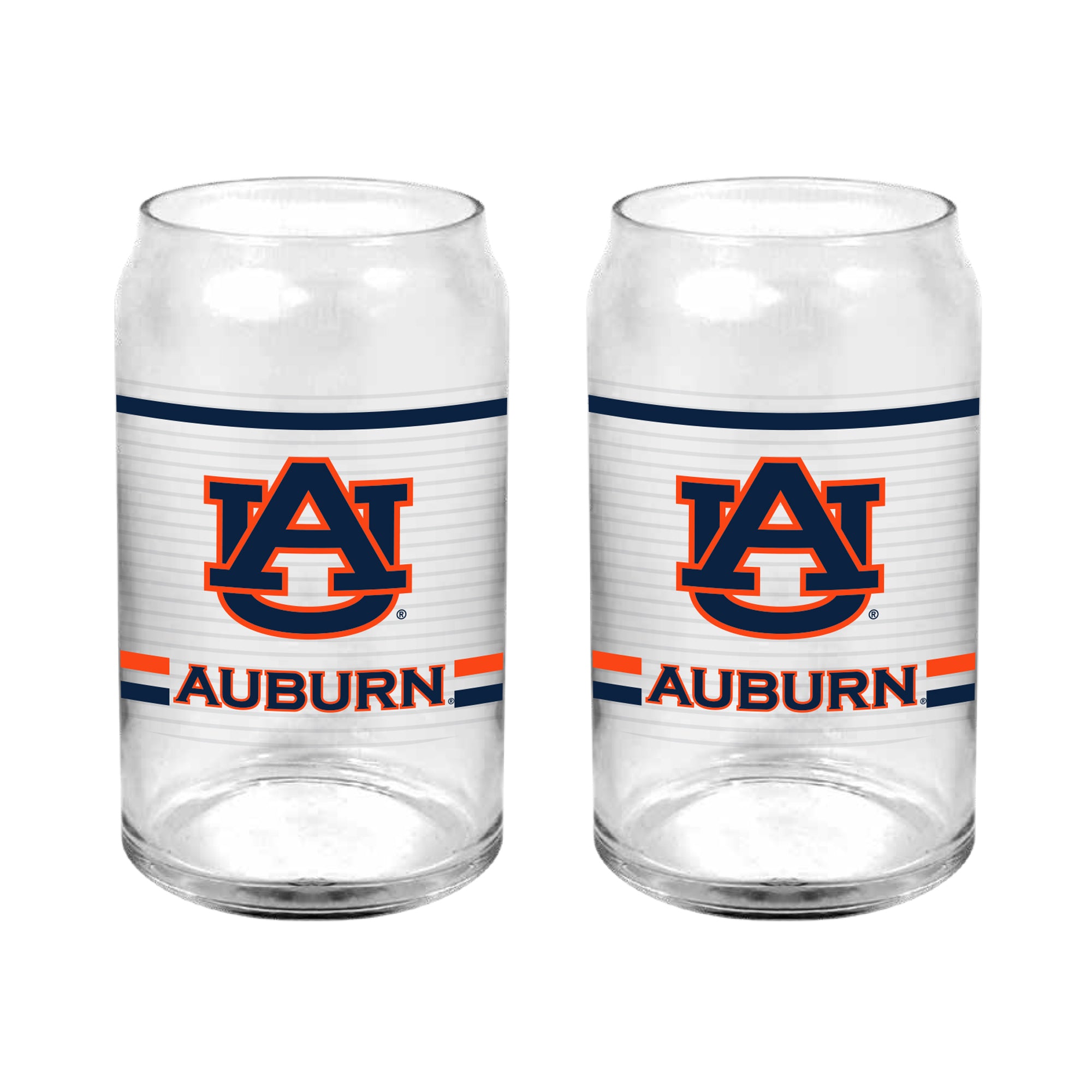 Set of 2 Auburn Tigers 16oz XD Ring Can Glasses