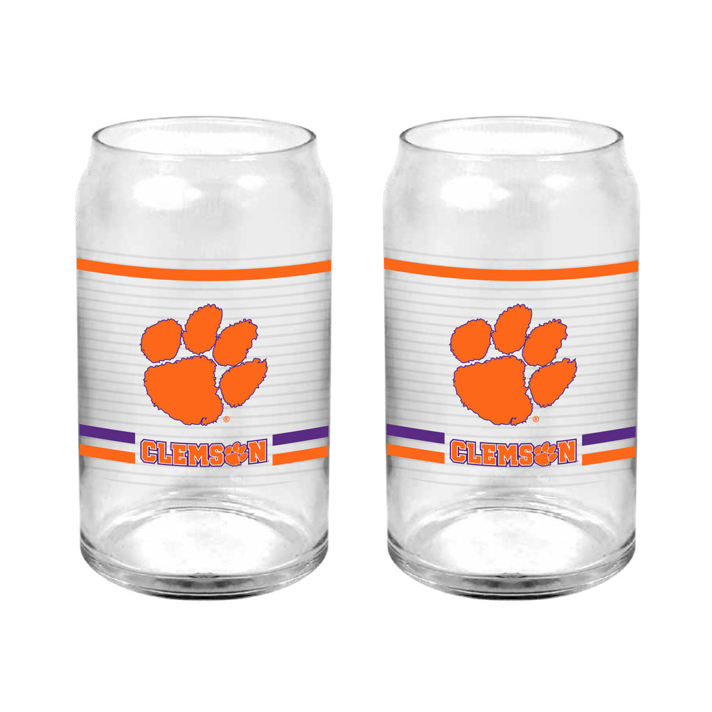 Set of 2 Clemson Tigers 16oz XD Ring Can Glasses